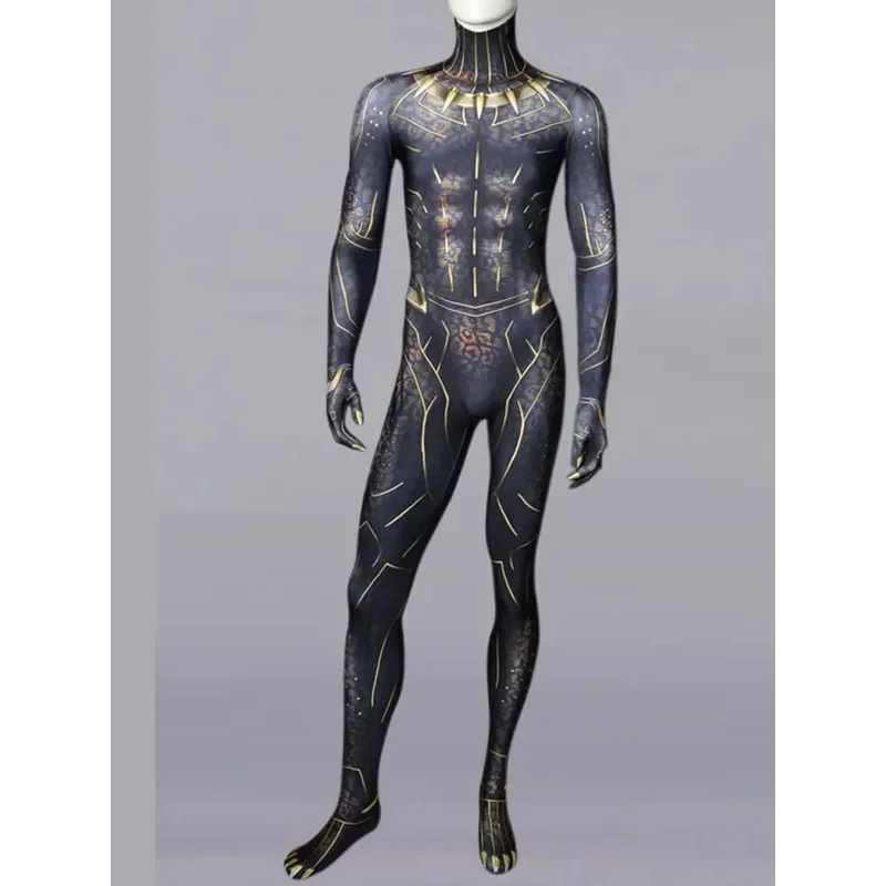 

2025 New Halloween Black Panther Cosplay Costume Kids Superhero Adults Zentai Suit Bodysuit Men Party Jumpsuit AA