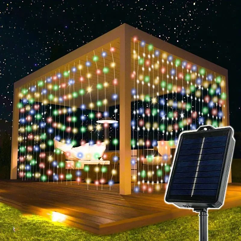 

Solar Curtain Light LED Outdoor Garland String Lights Christmas Tree Ornaments Decorations Christmas Led Light Garden Decor