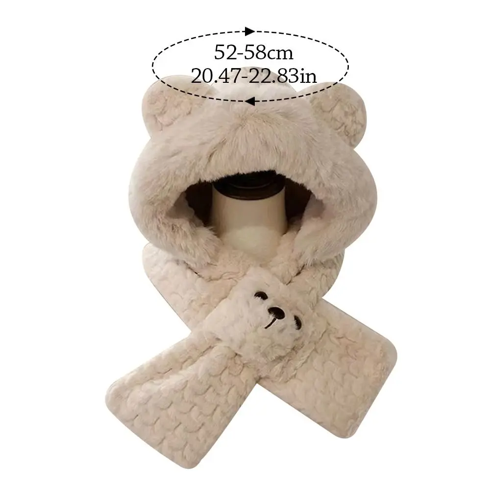 Gorro integrado de invierno a la moda, bufanda cálida a prueba de viento, gorro con protección para los oídos, conjunto de bufanda suave gruesa con capucha para mujer