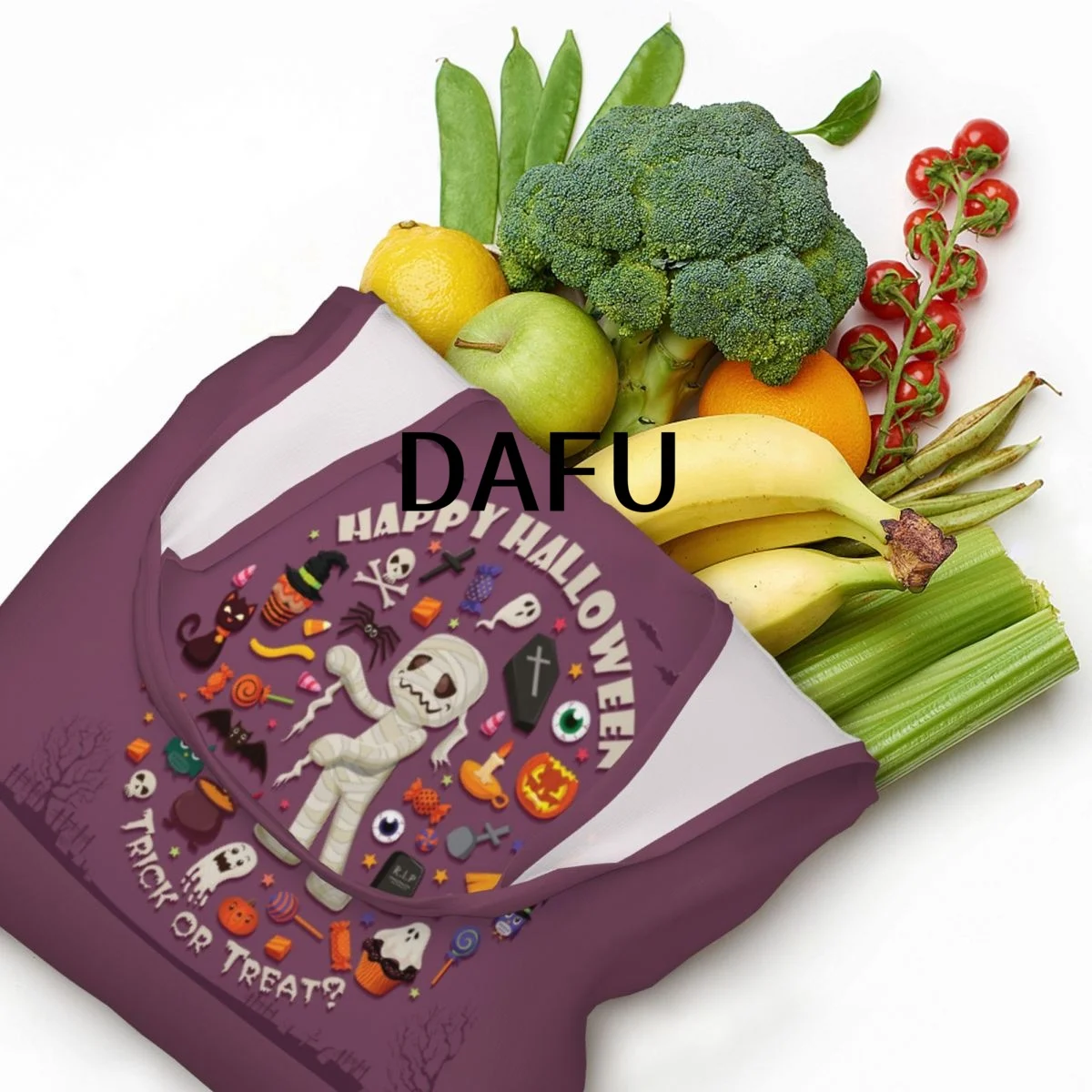 Happy Halloween Funny Halloween Print Cotton Tote Bag - Casual Commuter Shoulder Bag for Work Grocery Shopping Trick or Treat