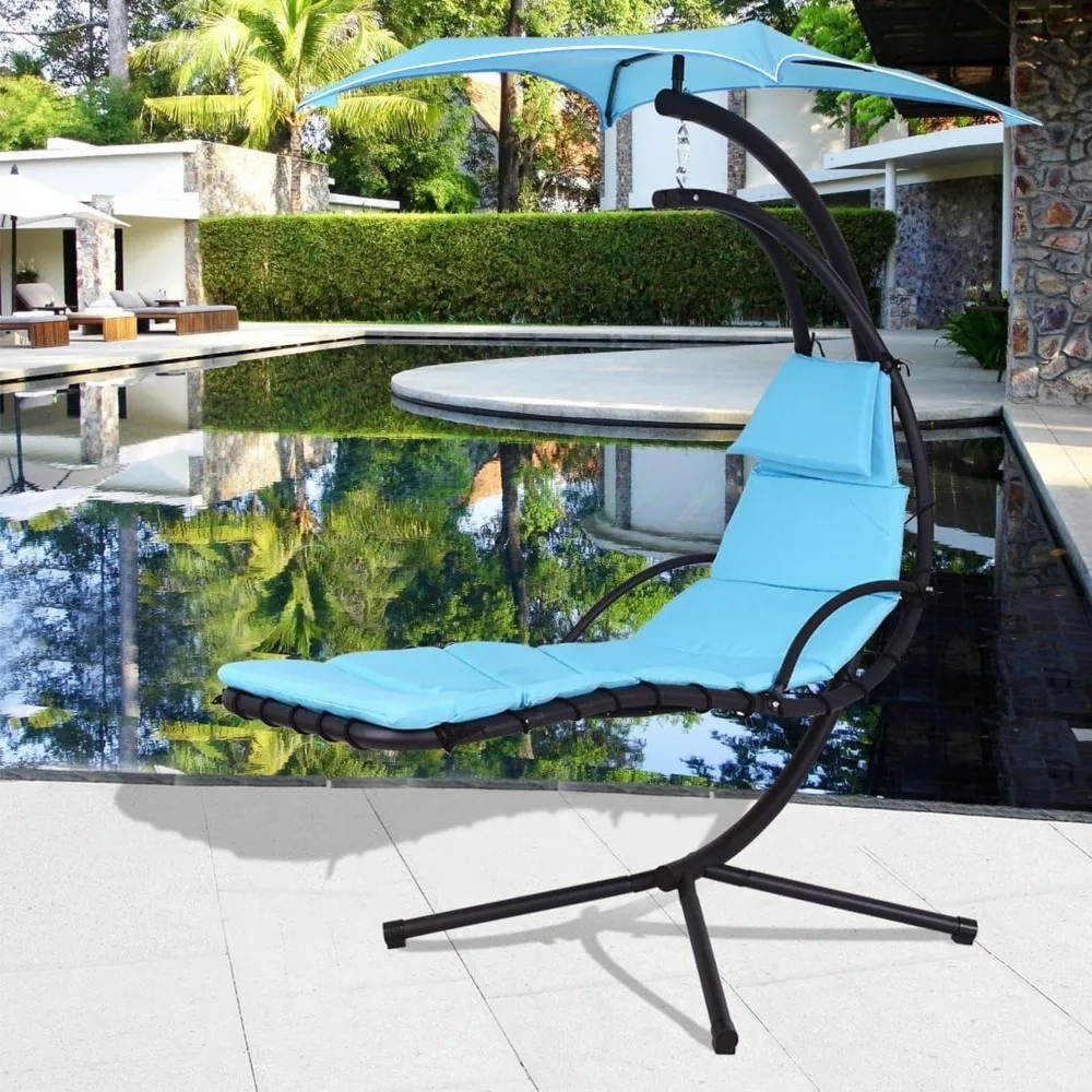 Outdoor Hanging Lounge Chair Replacement Cushion Cover and Umbrella Fabric, Made for Patio Curved Chaise Hammock Floating Swing