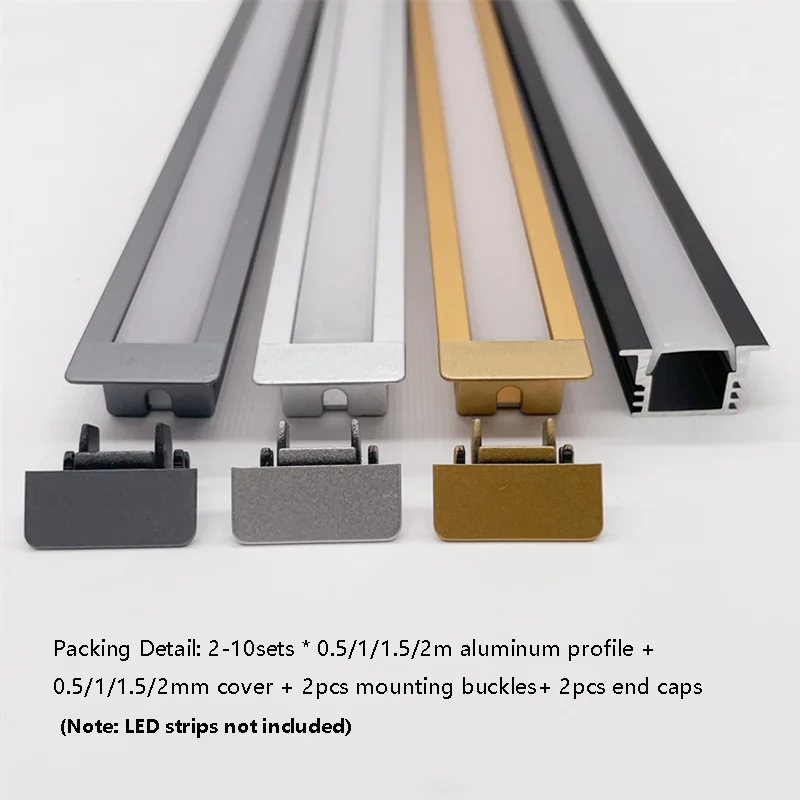 LED Aluminium Profiel Kast Licht PC Diffuser Kanaal U/W Type Garderobe Boekenkast Kast Plafond Muur Hoek Harde Strip Licht