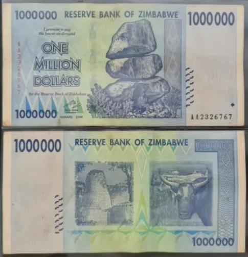 2008 Zimbabwe 1000000 dollar Original Notes VG