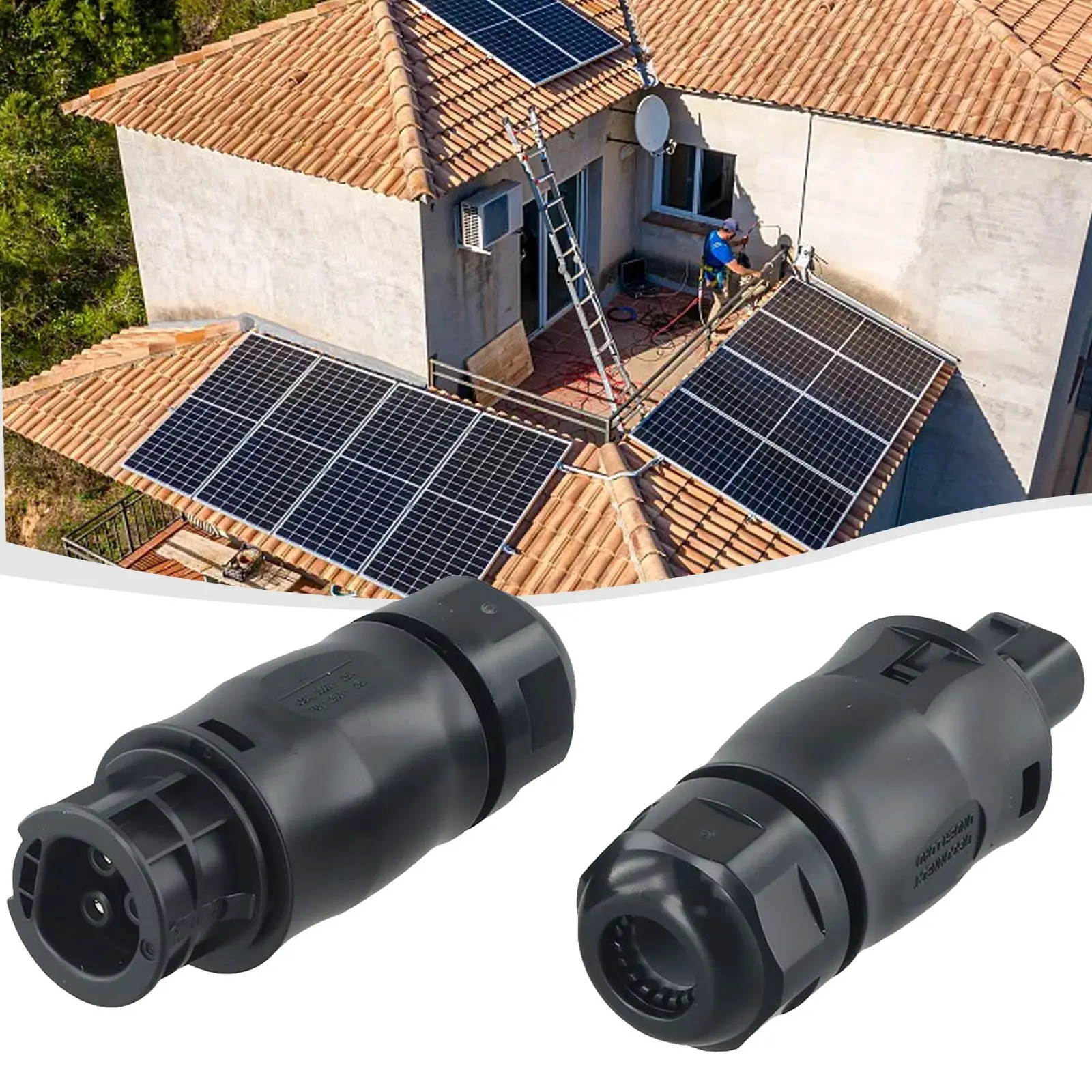 

IP68 Rated 3 Pin AC Socket Female and Male Connector Set for Inverter Power Transmission Compatible with 10 13mm Cables