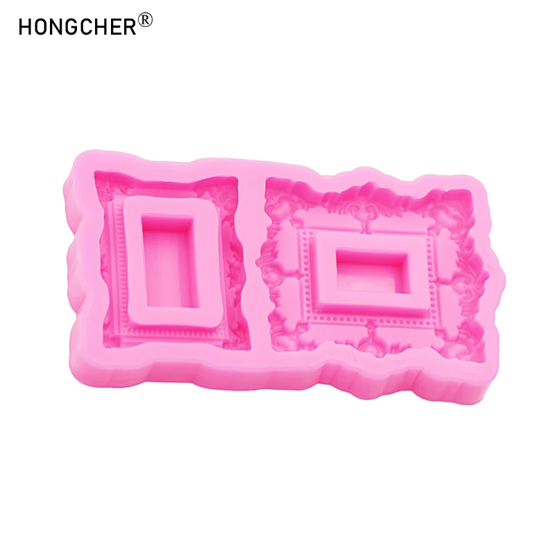 European Embossed Small Photo Frame Sculpture Chocolate Cake Dessert Decoration Silicone Mold DIY Resin Photo Frame Drip Molds - view 4
