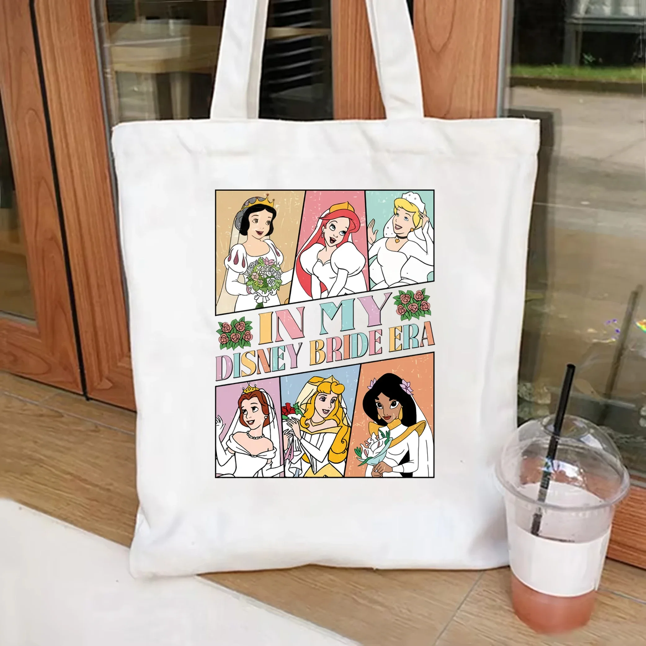 In My Disney Bride Era tote bag Princess addio al nubilato borsa cosmetica Disney Bride Girls Club Canvas Bag Bride Squad tote Bag