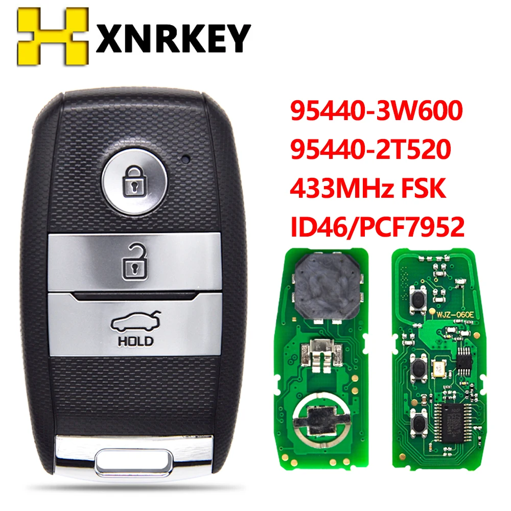 

XNRKEY Keyless Go Car Smart Remote Key For KIA K5 KX3 Sportage Sorento P/N 95440-D9510 433Mhz ID46 PCF7952 Chip