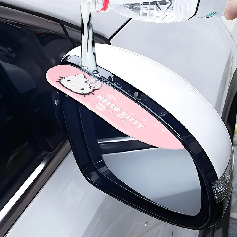 

2PCS Sanrios Cartoon Car Window Rearview Mirror Rain Eyebrow Rainproof Cover From Rain Baffle Vehicle Mounted Cute Decoration