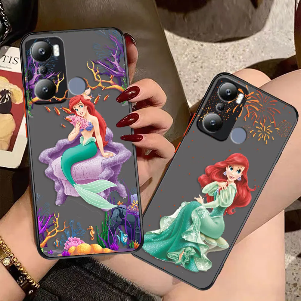 Matte Case for infinix HOT 20I 12 12I 11 11S 10 10I 10S PLAY 9 8 Pro POVA 3 CAMON 15 17P Case Funda Shell Anime Mermaid Princess