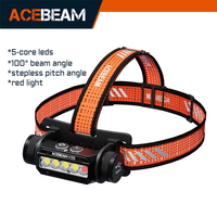 ACEBEAM H35 led headlamp 5 cores high efficiency leds 2600 lumen 170 meters wide beam angle stepless pitch angle headlamp