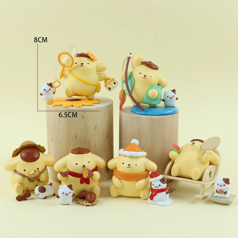 Stocked Miniso Kawaii Sanrio Pompompurin childhood Four Seasons Table Decoration Cute Girls Students Gifts Figures Model Toys