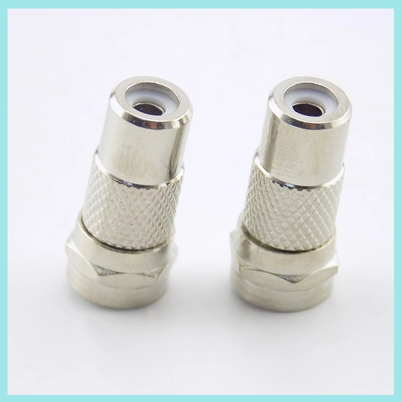 2pcs Adapter F Type Male Plug to RCA Female Jack TV Video  Connector Coax Cable Straight RF Coaxial B2