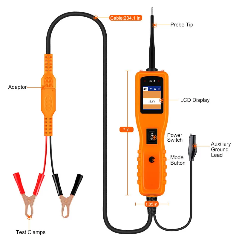 KZYEE KM10 Car Circuit Tester Powerscan Circuit Power Probe Automotive Scanner Electrical System Tester Car Diagnostic Tool