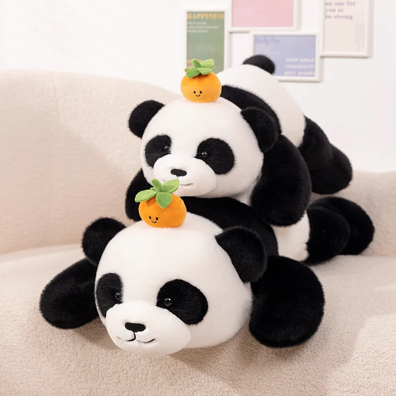 Super Soft 60-100cm Persimmon Panda Lie Prone Throw Pillow Deocr Cartoon Plush Dolls Funny Girls Boys Christmas Birthday Gifts