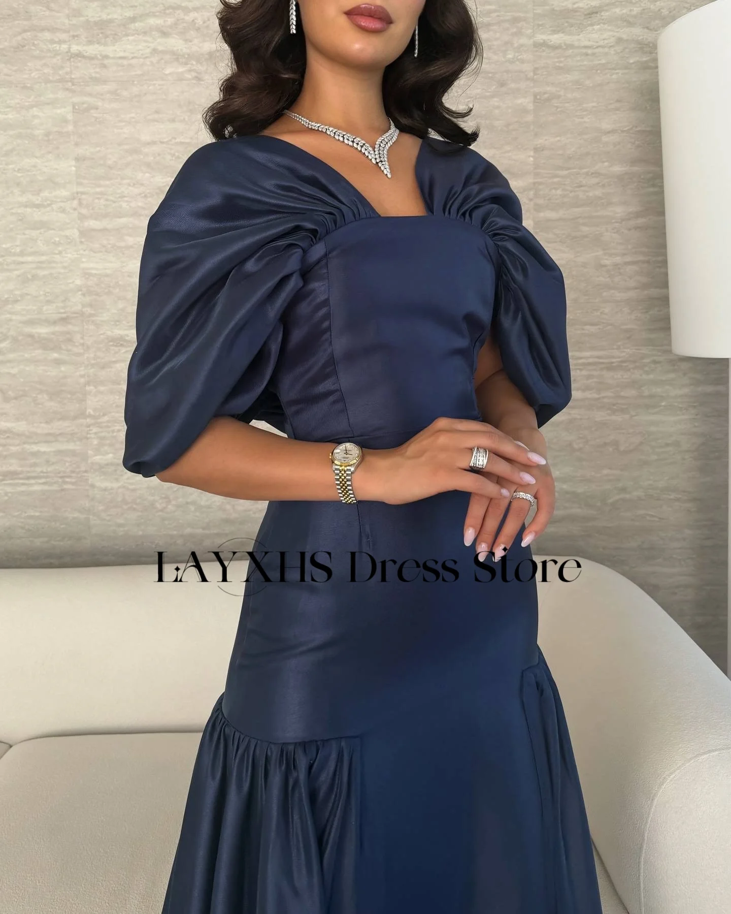 LAYXHS Hoge Kwaliteit V-hals Avondjurken A-lijn Backless Plooi Galajurken Quinceañera Jurken 2025, Aangepast