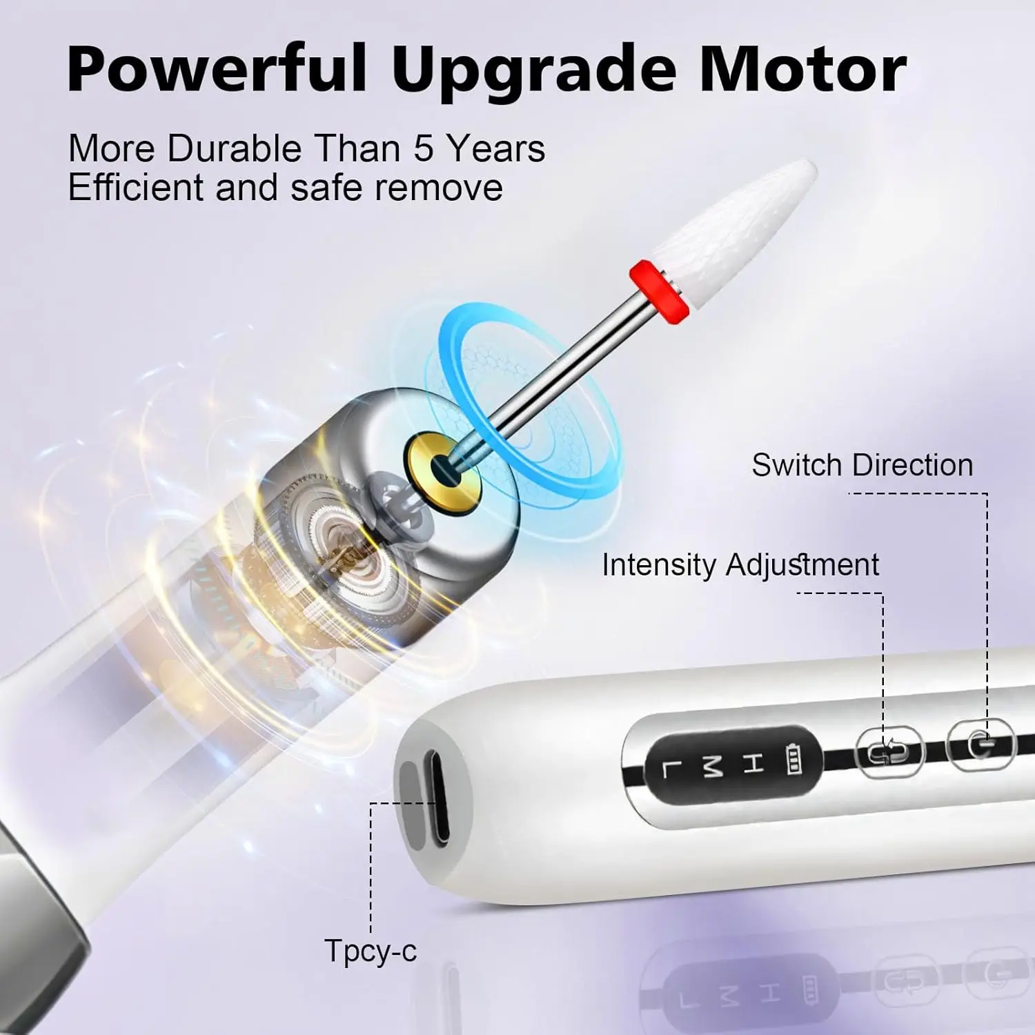 Lucidatore elettrico per unghie Punte da trapano Unghie professionali Rettifica Lucidatura Rimozione della pelle morta Levigatura artistica Penna per lima Macchina per manicure