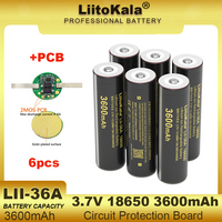 New LiitoKala LII-36A 3600mAh 18650 3.7V Lithium Rechargeable Battery with PCB Protection Board for Flashlight Batteries