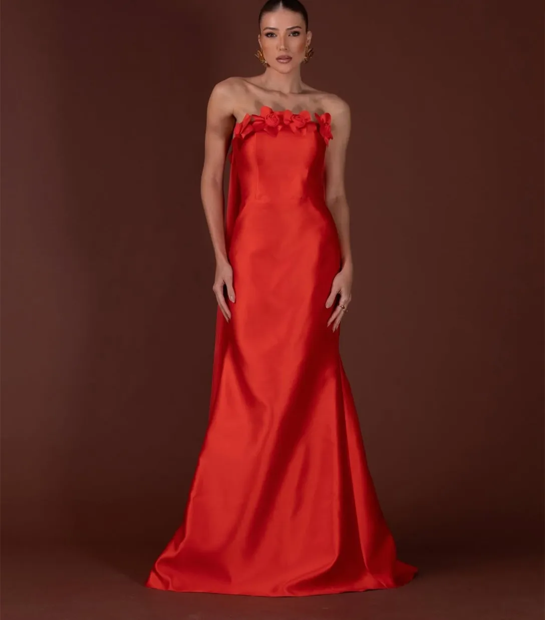 

Длинные атласные вечерние платья без бретелек по индивидуальному заказу с цветами Русалка из тюля со шлейфом Ватто فساتين سهرة Платье для выпускного вечера для женщин