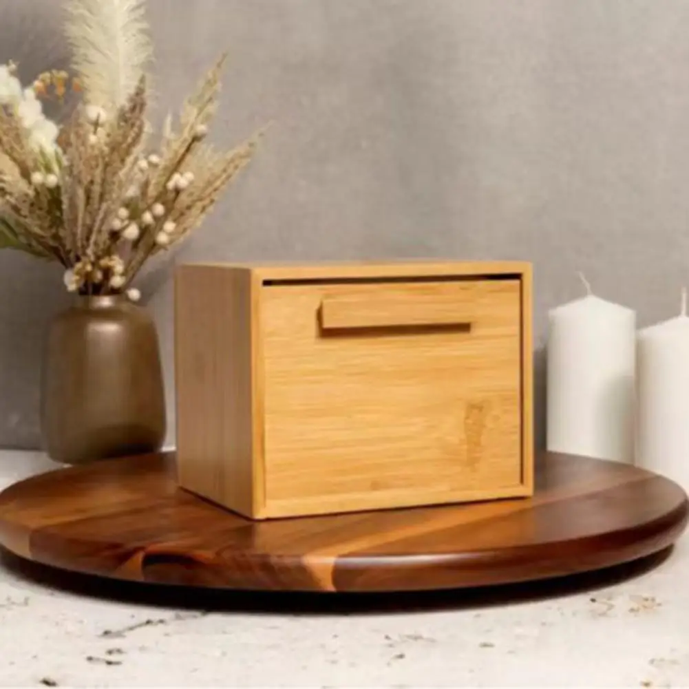 صندوق تخزين من الخيزران مع درج ، للخدمة الشاقة ، ريفي ، خشب ، يمكن التخلص منه ، منشفة وجه ، مناديل ، مفاتيح ، حقيبة منظم سطح المكتب ، حاوية