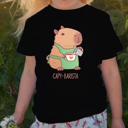 Kawaii Capybara Tshirt Kids Children T-Shirt capibara Cartoons Clothes Kid Girl Boy Capybaras T Shirt Baby Casual Top Clothes