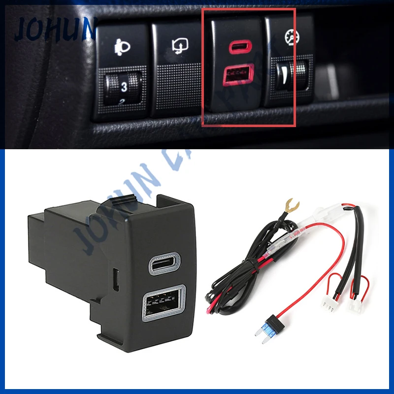 12V Car Dual Fast Charge PD Fast Charge QC3.0 Charging Outlet Power Interface Adapter for Mazda 3 5 6 2 CX-7 Cars Accessories