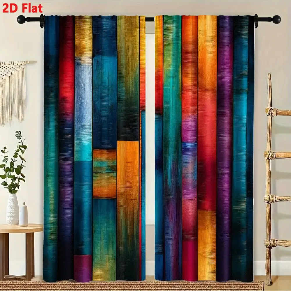 

2Pcs Curtains Color Geometry Panel Window Drapes for Bedroom Living Room Decoration Window Treatment.