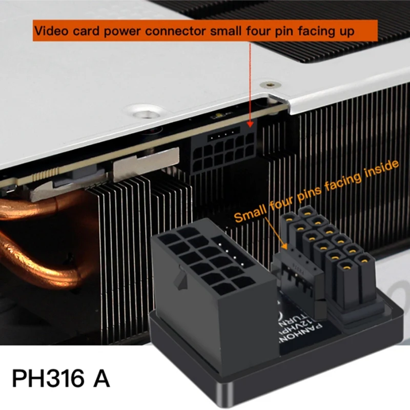 그래픽 카드 GPU 전원 공급 어댑터, 데스크탑 섀시 카드용, 180 도 U 턴 커넥터, 12 + 4P, 16P ~ 16P