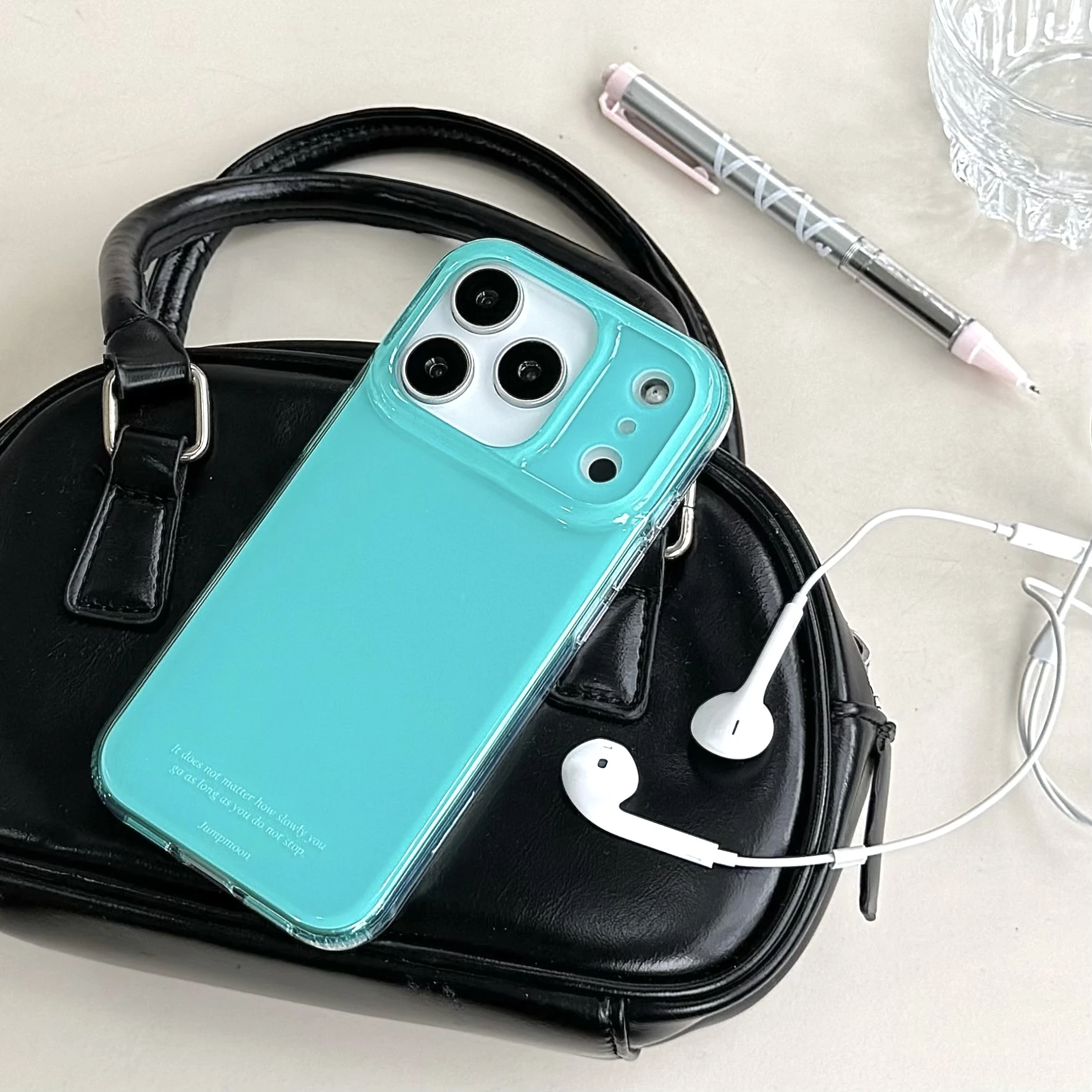 Ins – coque de téléphone minimaliste bleu massif, fond arrière pour iPhone 17 16 15 14 13 Pro Max