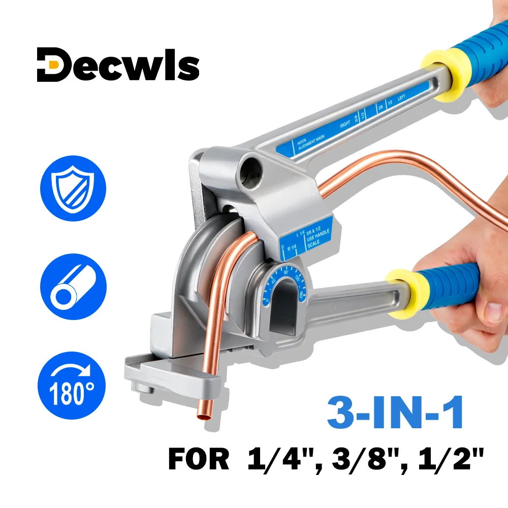 3-In-1 Imperial Manual Tube Bender with Deburring and trimming tool -Aluminum Alloy Copper Tubing Bender for Aluminum/Steel Tube