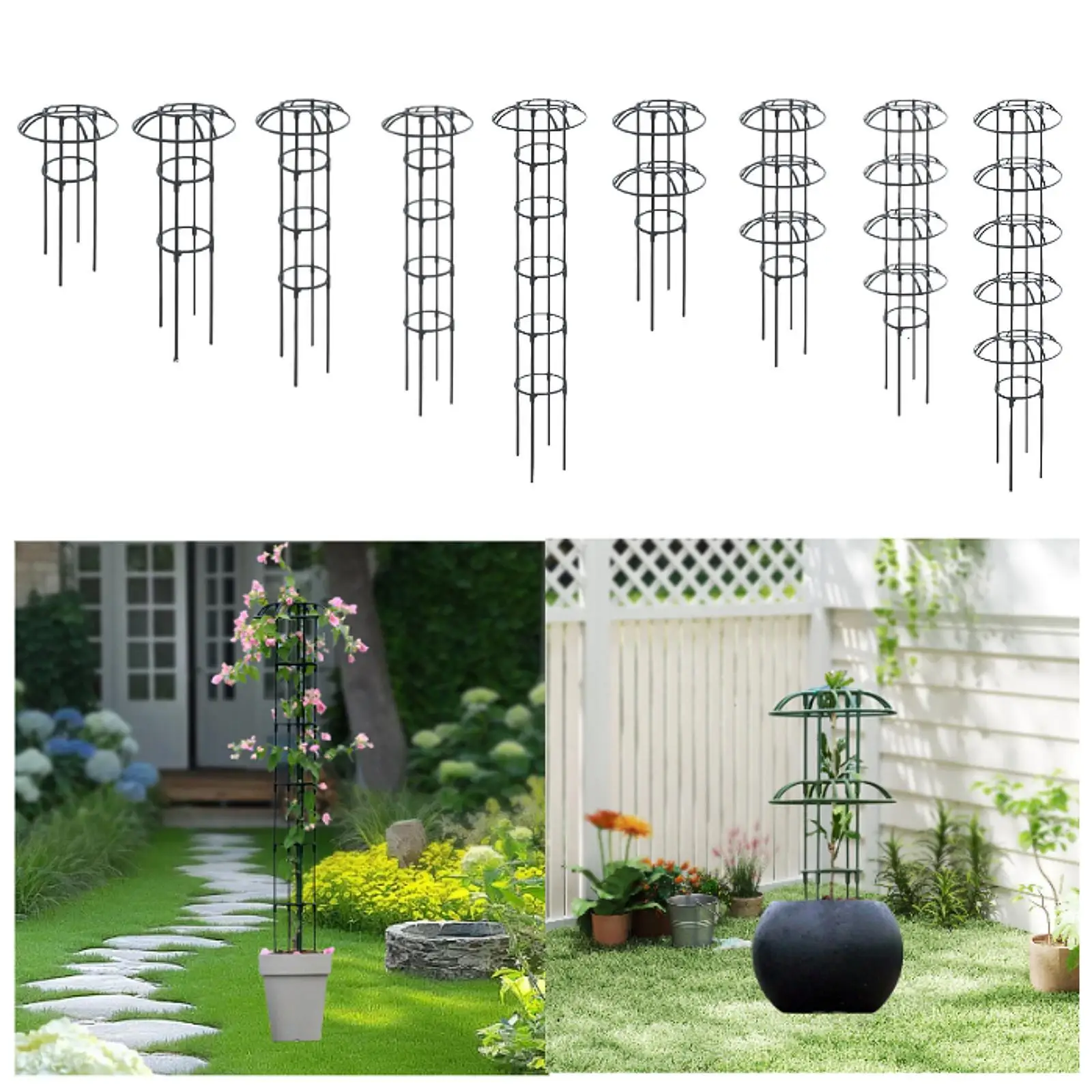 Garden Obelisk Trellis Rust Resistant Potted Plant Support Home Yard Decorative Flower Stand Gardening Climbing Frame for Flower