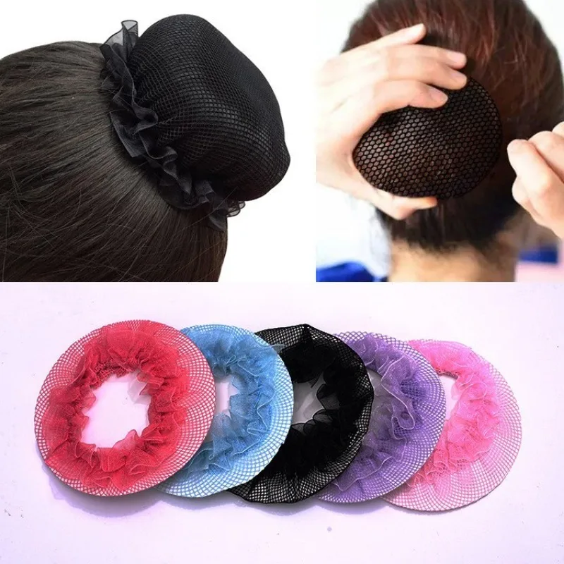 Rete per capelli colorata ragazza regolabile elastico pieghettato Lacework pattinaggio di balletto supporto per coda di cavallo maglia danza fascia