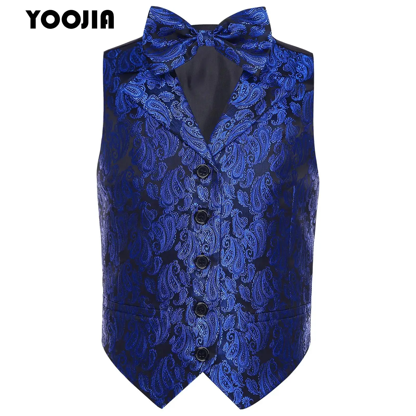 Black Vest Boys Dress Suit Kids Blazer Classic Jacquard Elegant Wedding Formal Piano Performance Waistcoats Gentleman Outerwear