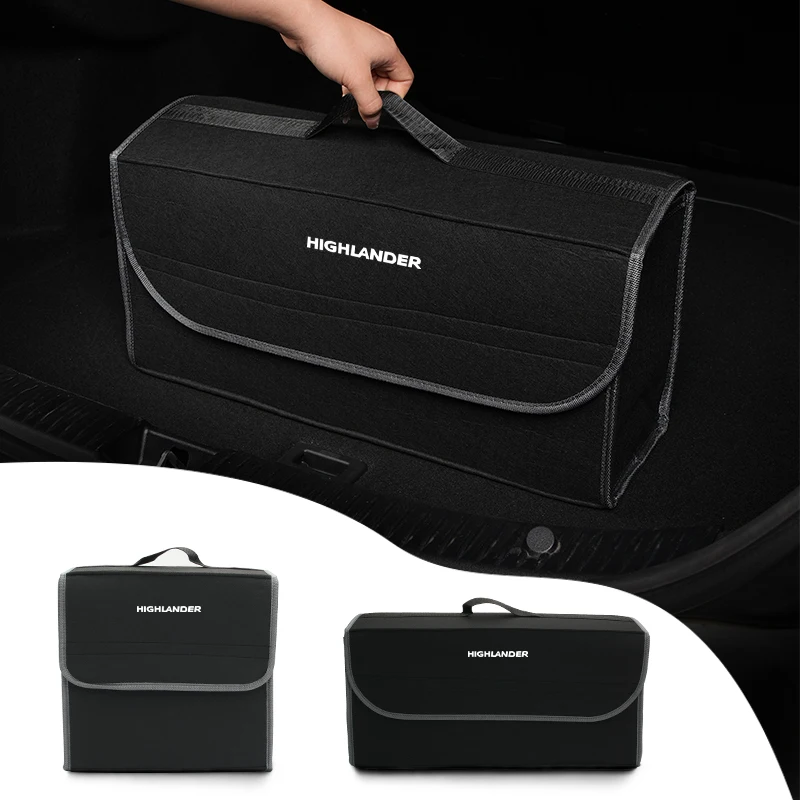 For Toyota Highlander Harrier Corolla Car Trunk Organizer Box Large Capacity Tools Storage Bag Stowing Tidying Leather Folding