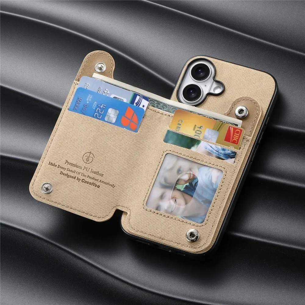 Flip-Wallet mit Kartenhalter RFID-blockierende Handyhülle für iPhone 18 17 16 15 14 Plus 13 12 Pro Max Ring-Lederhalterung – Detail 25