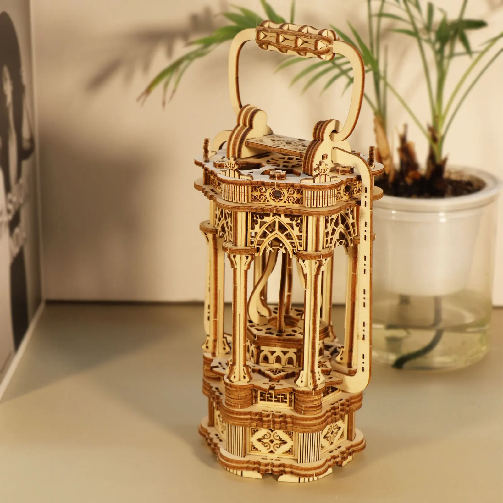 

3D Wooden Puzzle Kit - DIY Rotating Vintage Lantern,Hands-on Craft Decor & Unique Gift for Teens and Adults