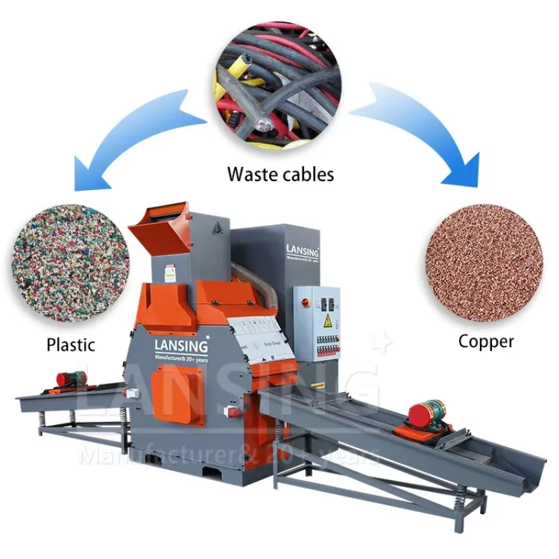 100~250kg/H Scrap Copper Wire Separator Machine Mini Cable Granulator Wasted Wires Scrap Recycling Machine