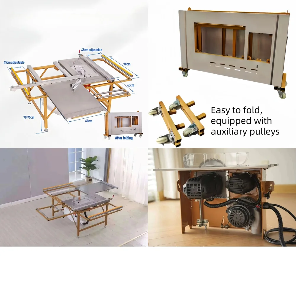 Industrial Mixed Horizontal Board for Wood Panel Multifunctional Portable Woodworking Push Table Saw for DIY Workshop