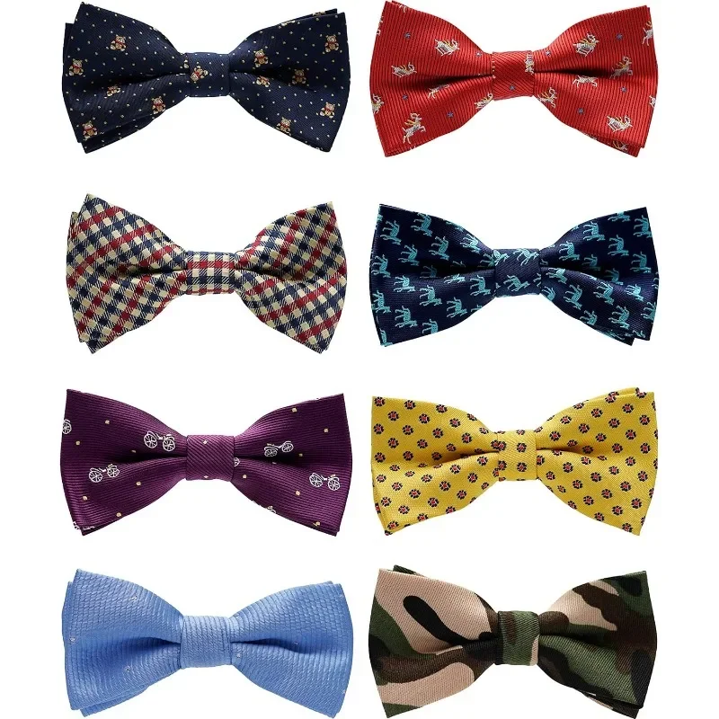 Boys Bow Ties 8-Pack, Pre-tied Bow-Ties Adjustable for Kids, Children, Toddler BowTies  parties and wedding children