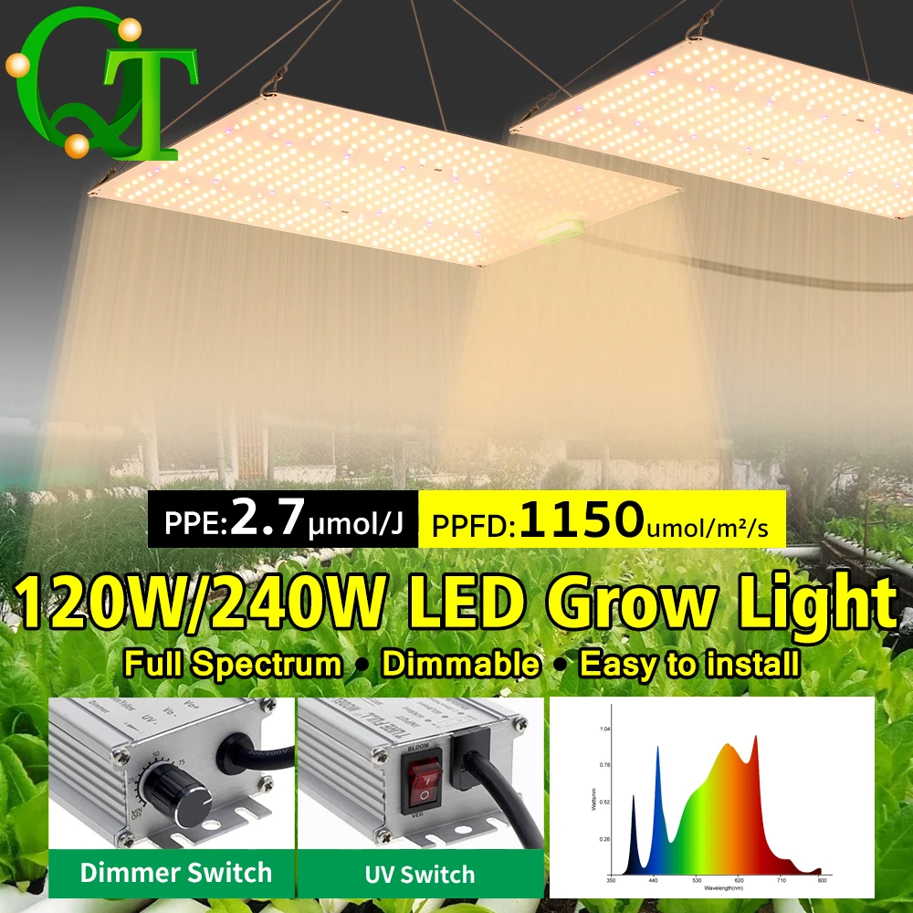 Full Spectrum LED Grow Light 120W/240W With Adjustable Spectrum - UV Separate Switch Indoor Plant Growth Light