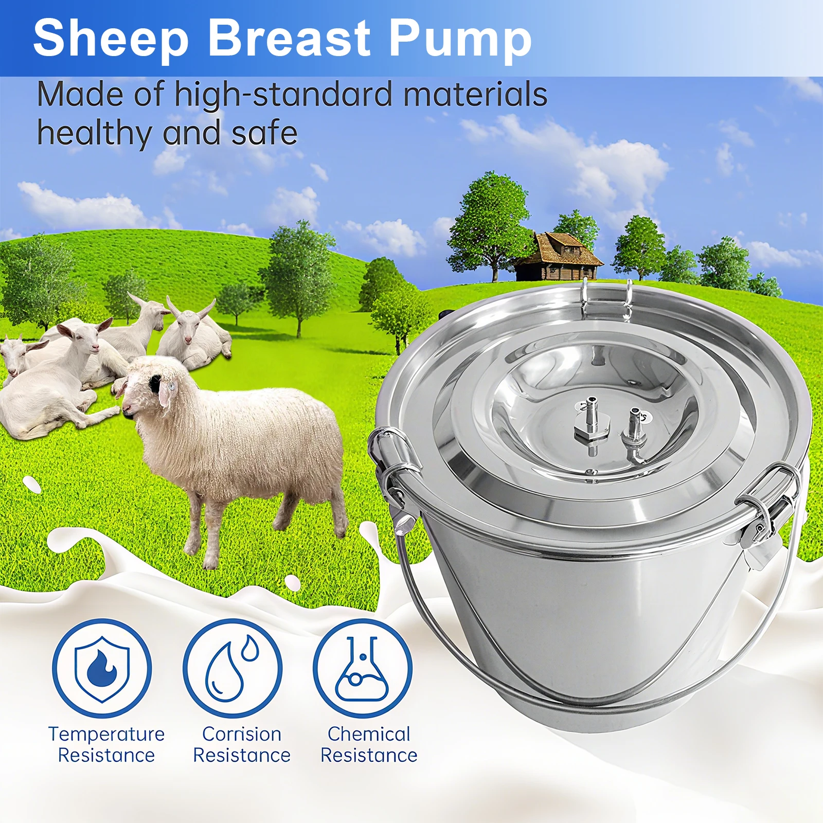 

Adjustable Pulsation Vacuum Milker 3L Bucket, Electric Cow Milker Machine, Goat Milk Machine , Milking Supplies for Homes Farms