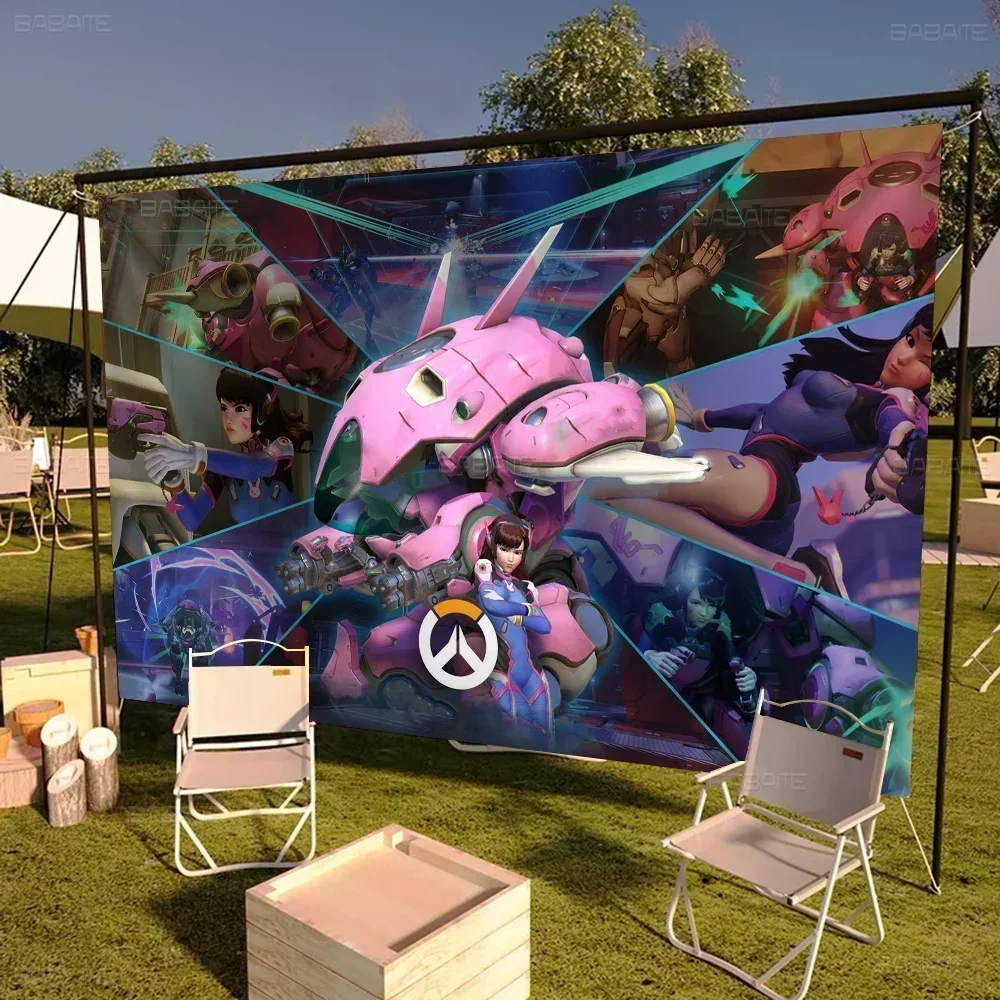 Cute hero OW Overwatch dva Family Gatherings Outdoor Atmosphere Flags Camping Decorations Banners