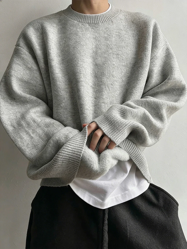 

ay round Ne Fce Lined Knitwear Men's Winter American Sle Warm Outerwear Lazy Sle Can Be Worn as a Base irt