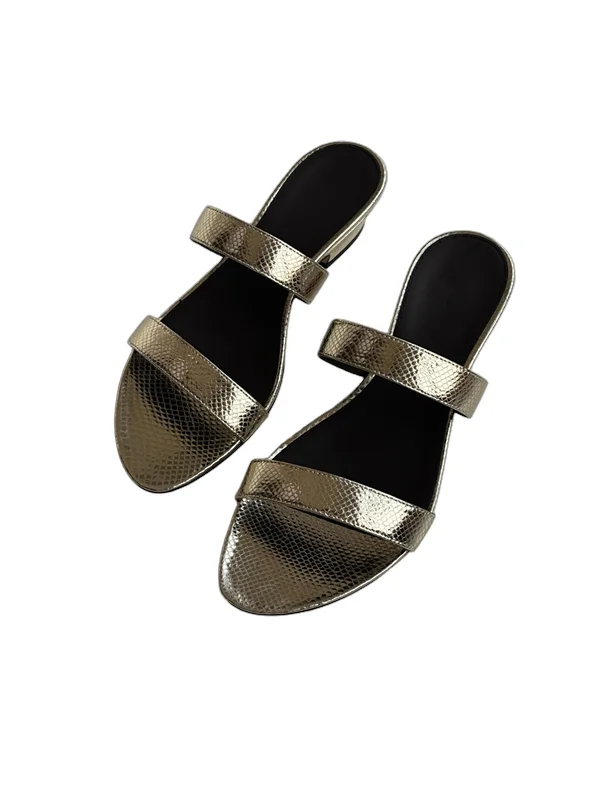 

Withered Minimalist Women's Genuine Leather Slippers Metal Series French Sandals For Women Summer Sandals Shoes