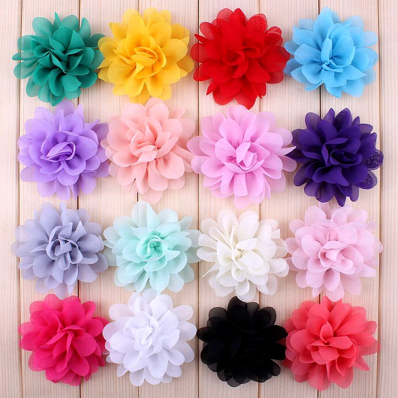 16PCS 7CM Chiffon Gauze Flower Artificial Fabric Silk Flower Head For DIY Wedding Party Home Decorations Floral Wreath Scrapbook