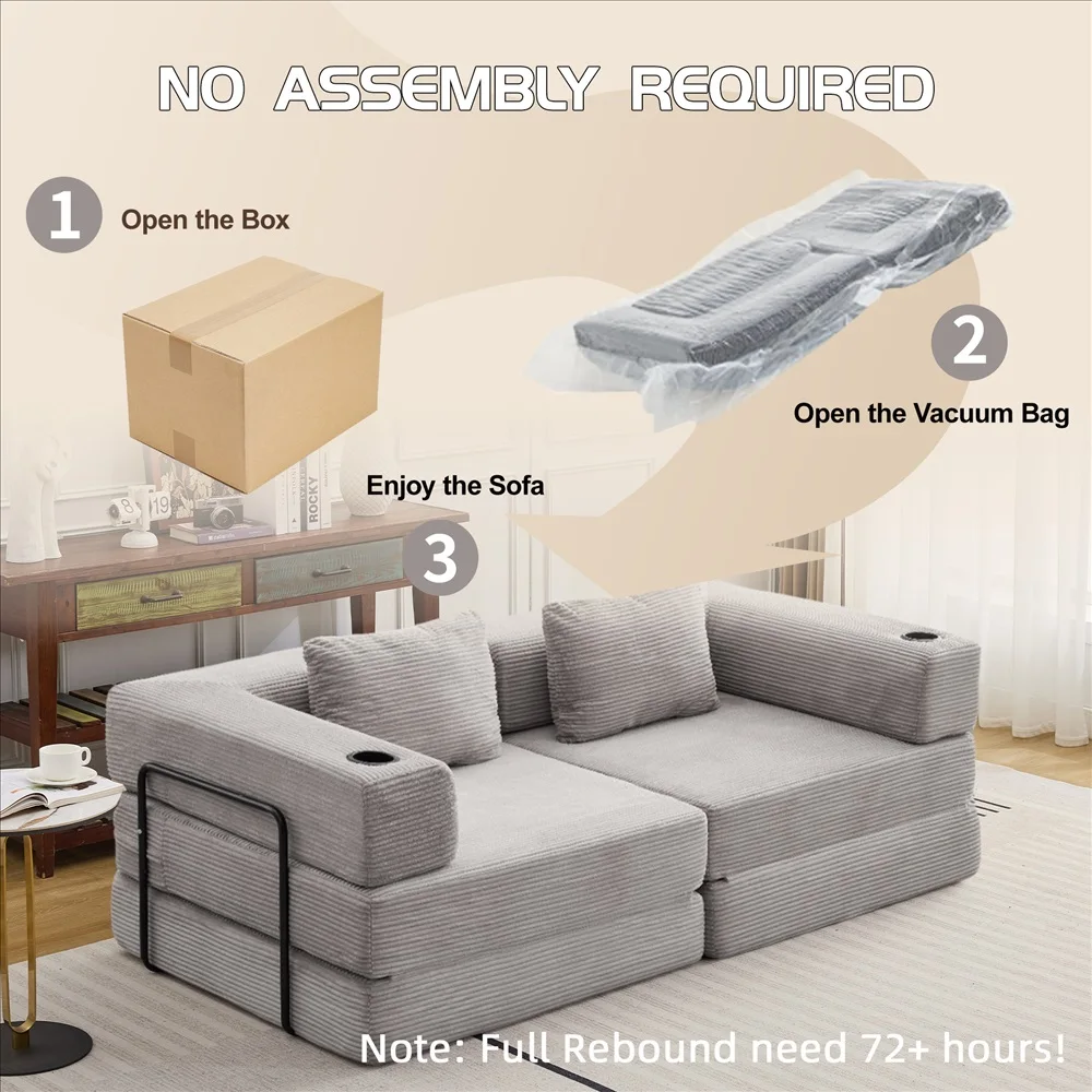 Modernes Frei Kombinierbares Modulares Ecksofa Olivgrüner Cord Convertible Couch mit Getränkehaltern Platzsparende Möbel – Detail 10