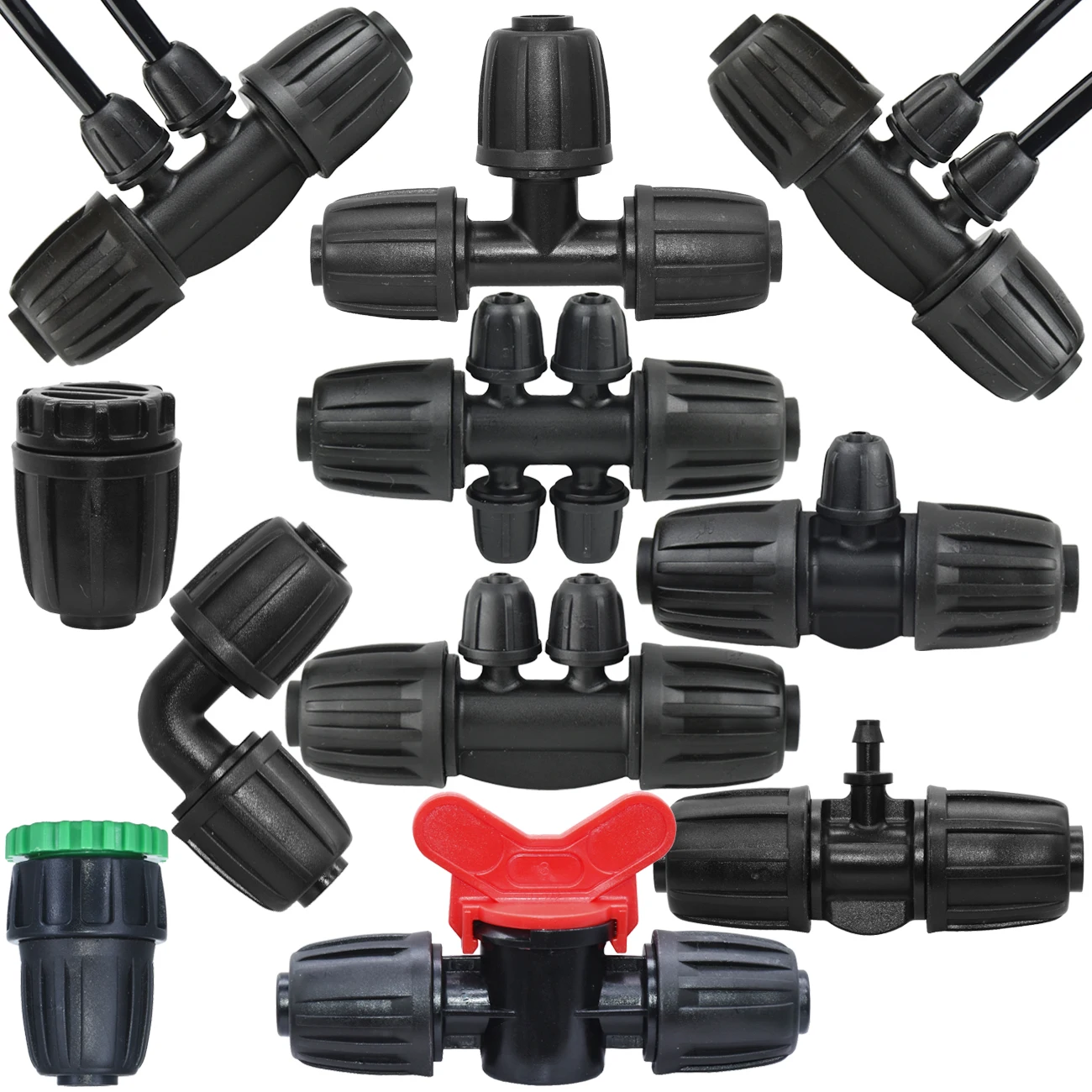 KESLA Ensemble de raccords en T pour irrigation goutte à goutte 5 pièces 1/2 po, connecteur de verrouillage anti-fuite pour tuyau PE 16 mm vers micro-tuyau 4/7 mm, adaptateur pour système d'arrosage