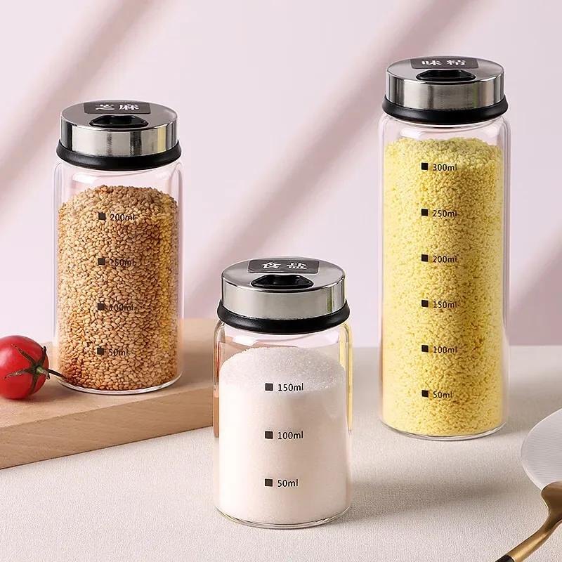 

High Borosilicate Seasoning Bottle Sealed and Moisture-proof Salt Pot MSG Chili Powder Salt Flask Household BBQ Picnic Kitchen