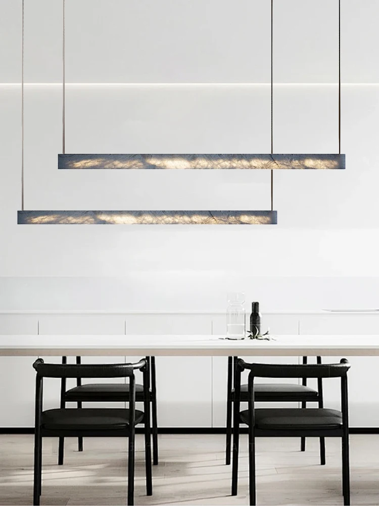 

Post-modern Long Minimalist Ceiling Chandelier Led, Home Decoration Dining Table Bar Office Lighting With Imitate Marble Leather