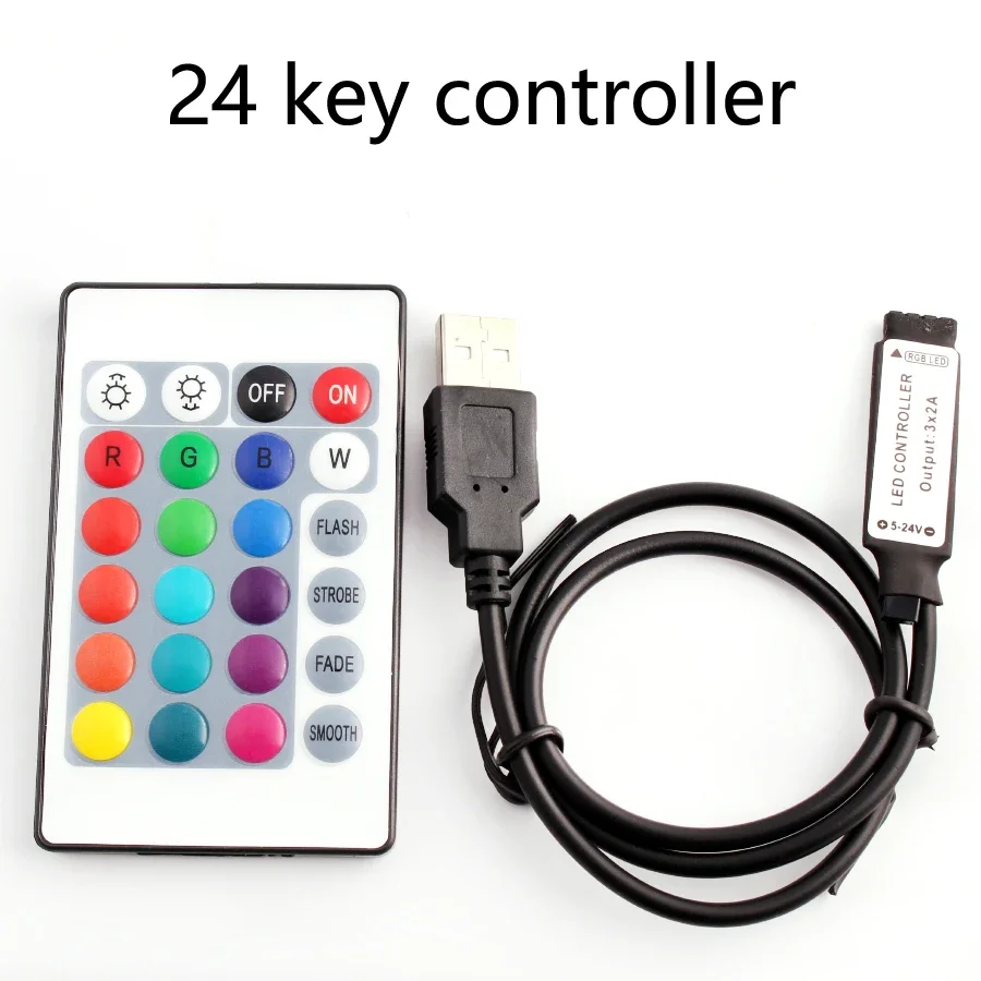 10PCSDC5V USB LED RGB Controller Mini 3Keys Dimmer/24Key 44key IR Remoter/17Keys RF Wireless Remoter Control for USB LED Strip