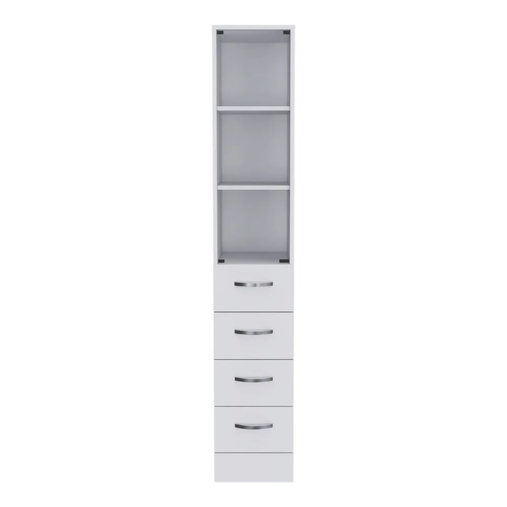 Linen Cabinet Artic Three Shelves Single Door White Finish